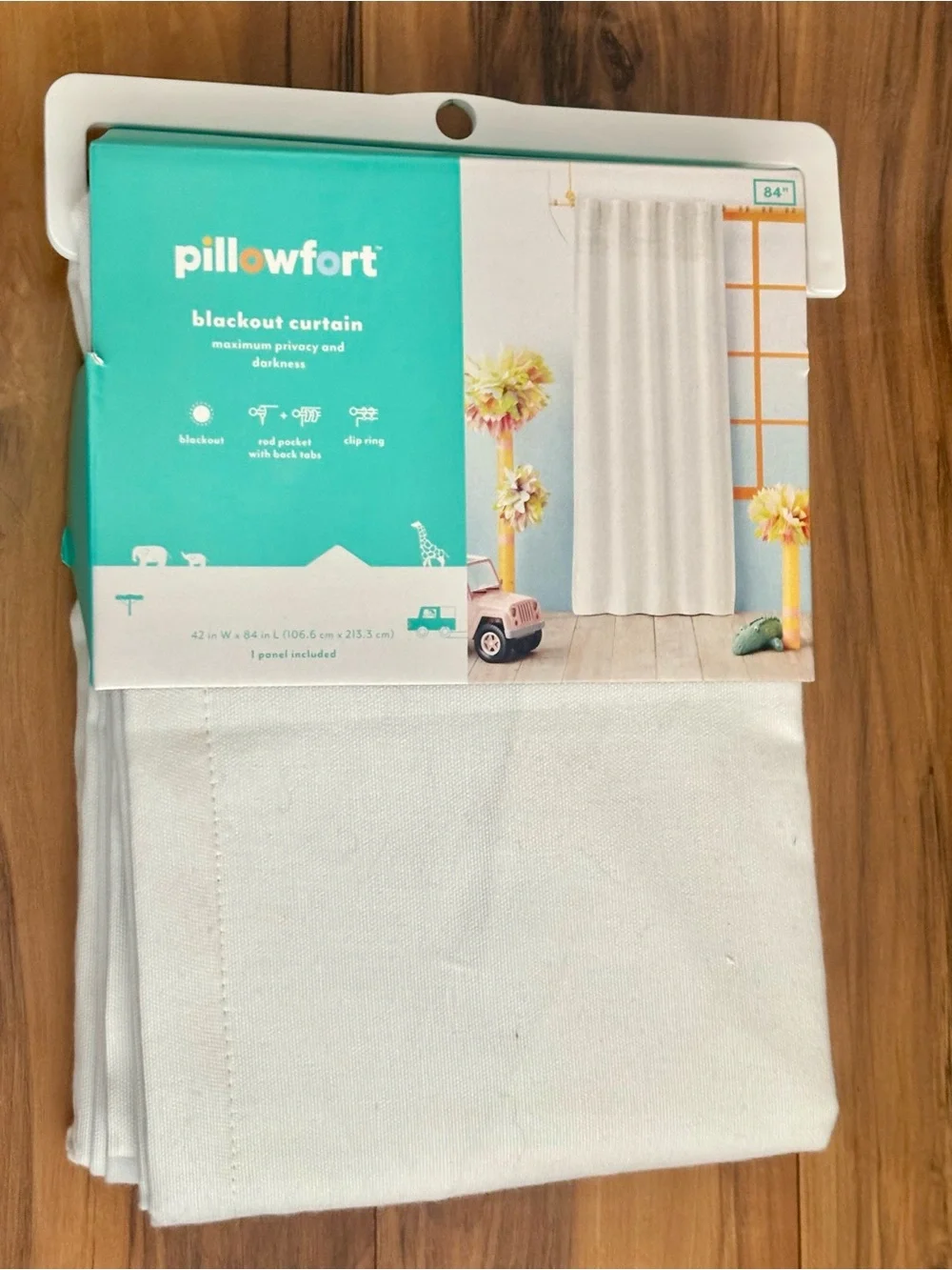 2 Pillowfort Cream Chambray Color Blackout Curtain Panels 42”=W, 84”=L